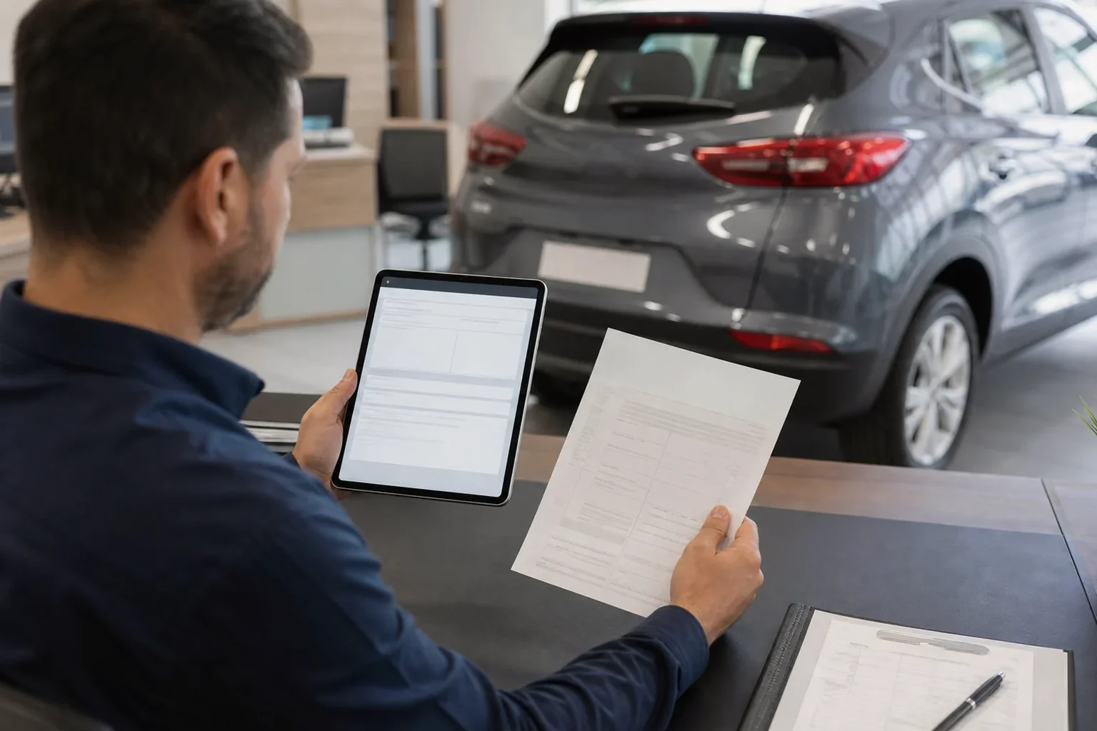 Despachante assessorando cliente com documentos de licenciamento em Vespasiano.